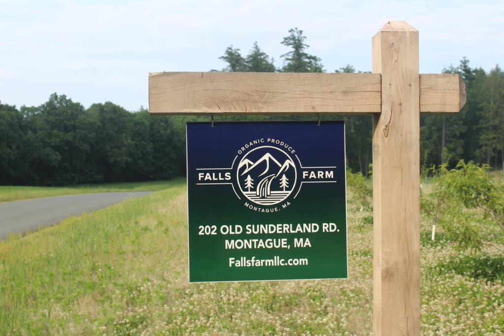 The sign in front of Falls Farm